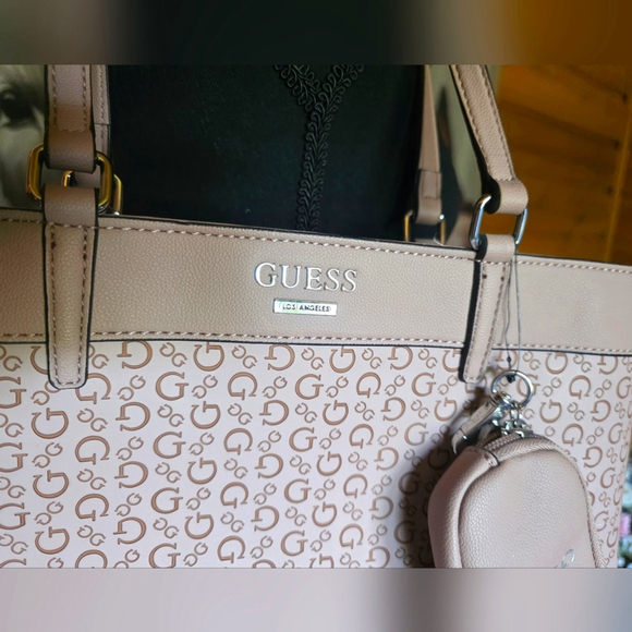 Guess Light Pink Monogram Tote with Pouch - Picture 6 of 15